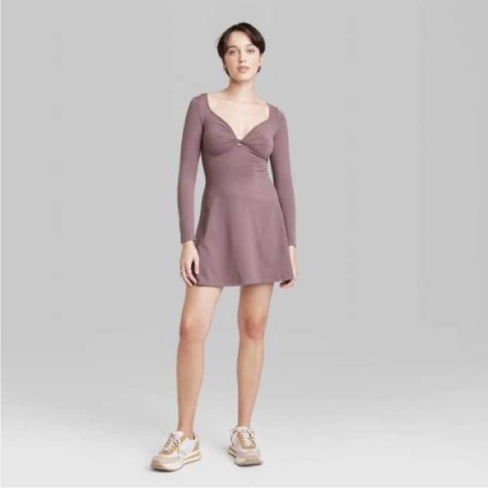 Wild Fable Mauve Long Sleeve Mini Dress - Picture 2 of 8